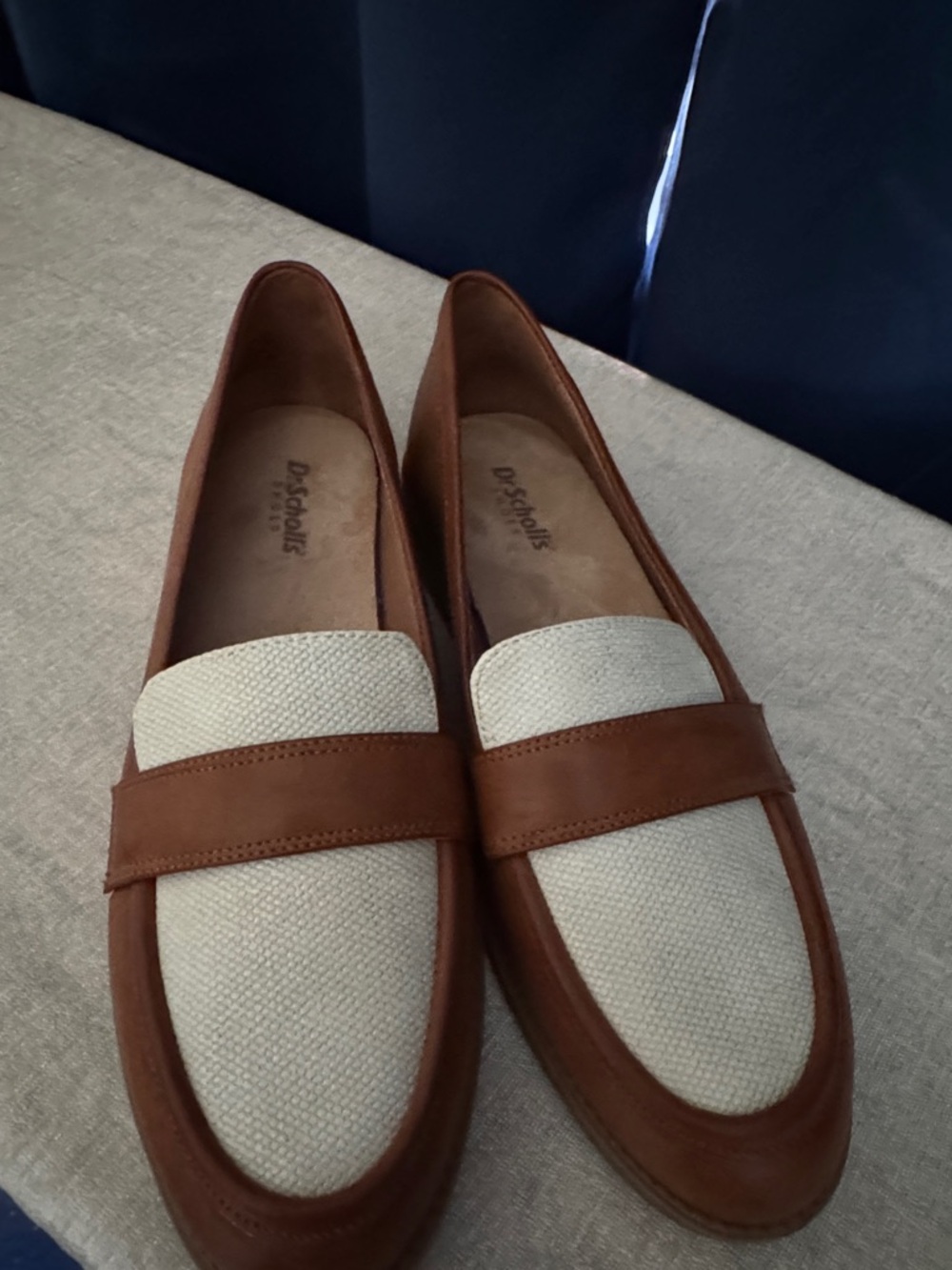 Dr. Scholl's Tan & Cream Woven Penny Loafers